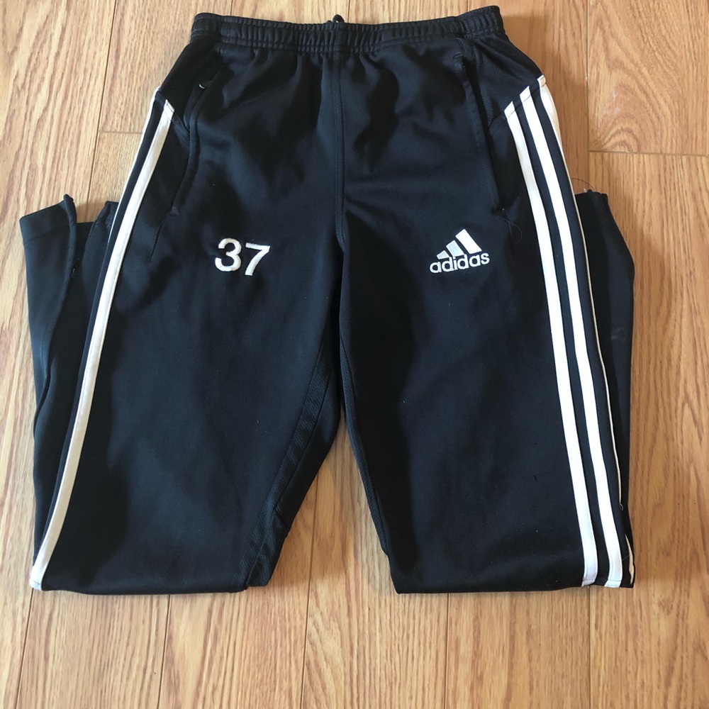 Boys L Adidas Track Soccer Pants Ankle Zip 14 16